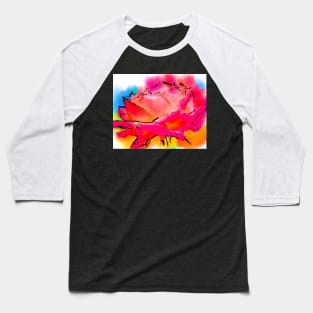 Pink and Orange Rose In Abstract Watercolor Baseball T-Shirt